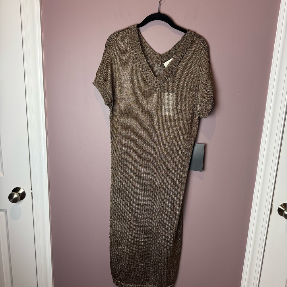 NWT Tuckernuck Bronze Metallic Knit Indie Dress M - Picture 2 of 11